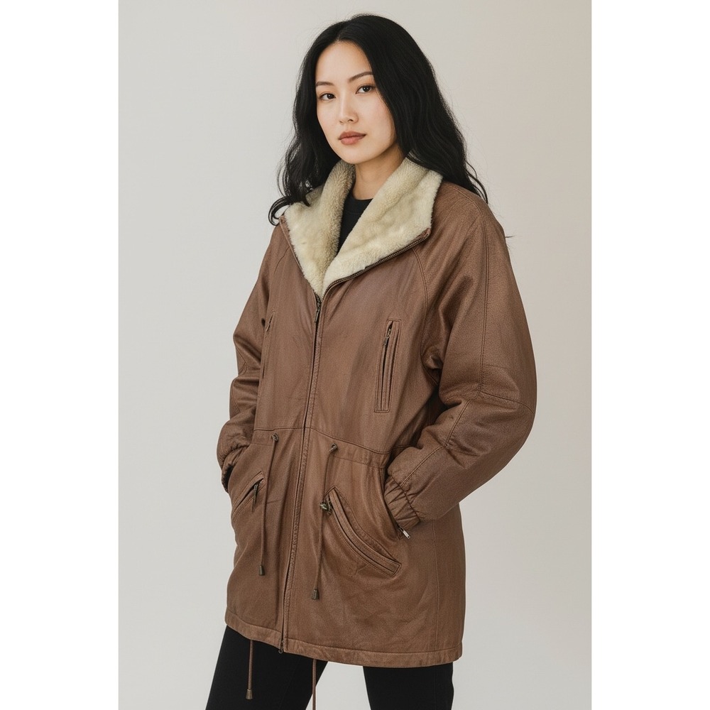 Adventure Bound Wilsons Vintage Leather Jacket Brown Thinsulate Faux Fur XS